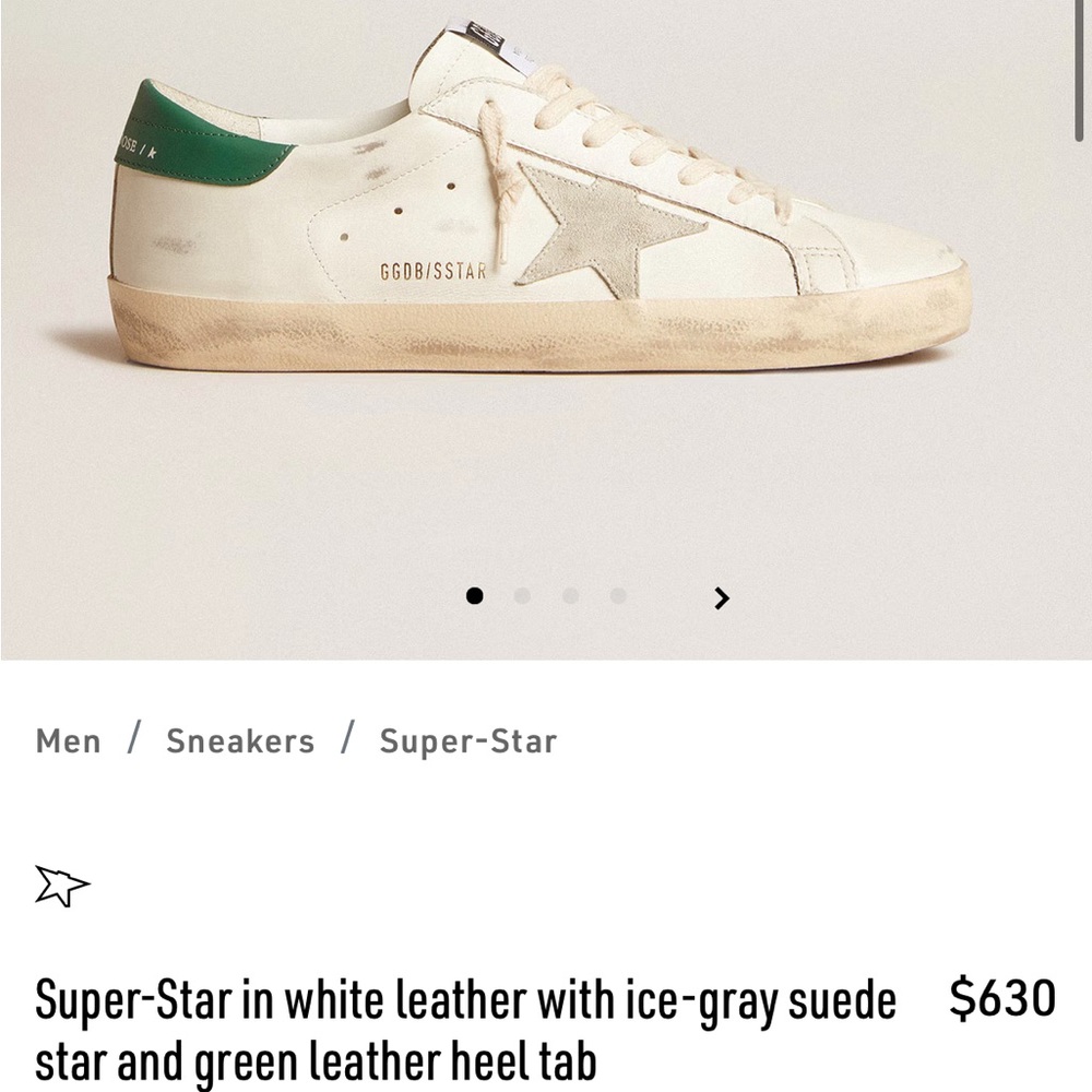 Golden Goose White and Green Sneakers